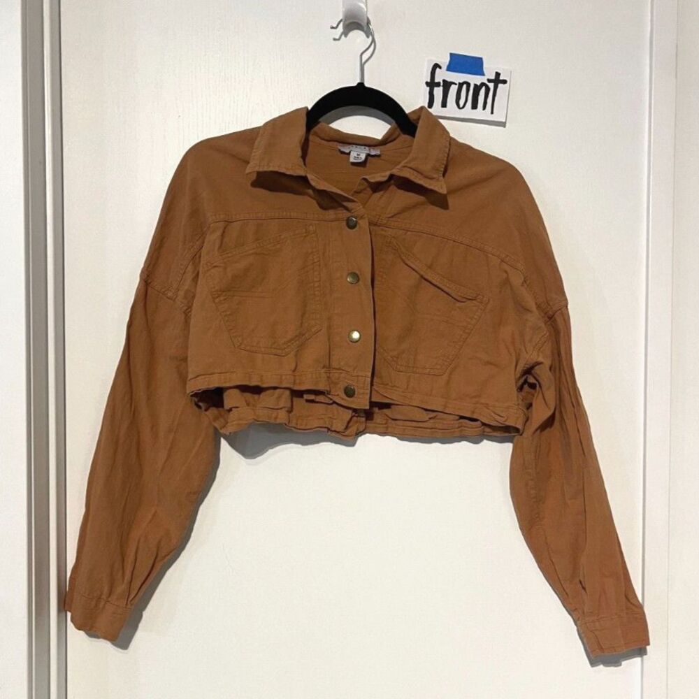 Burnt Orange Cropped Button-Up - Size M